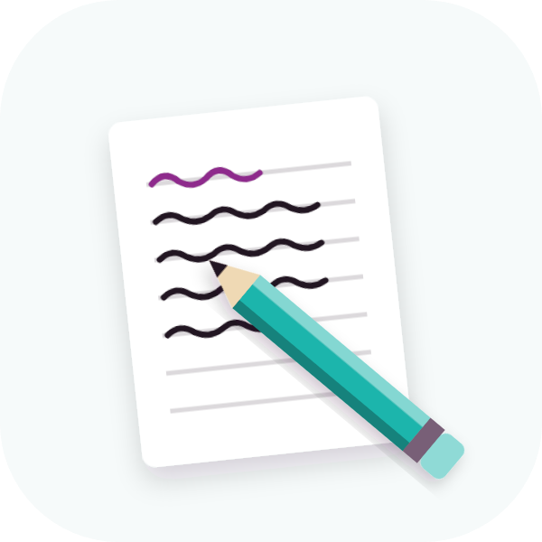 A pencil writing on a lined page