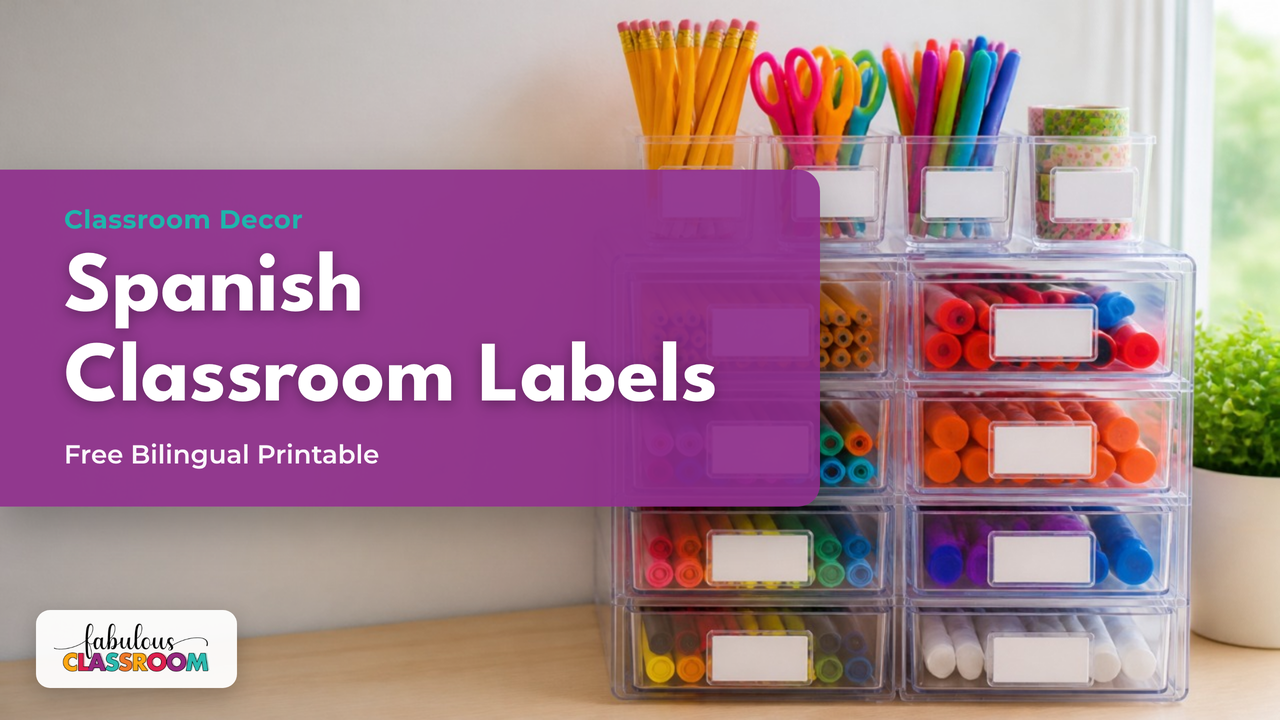 How to use Spanish classroom labels: a free bilingual printable set
