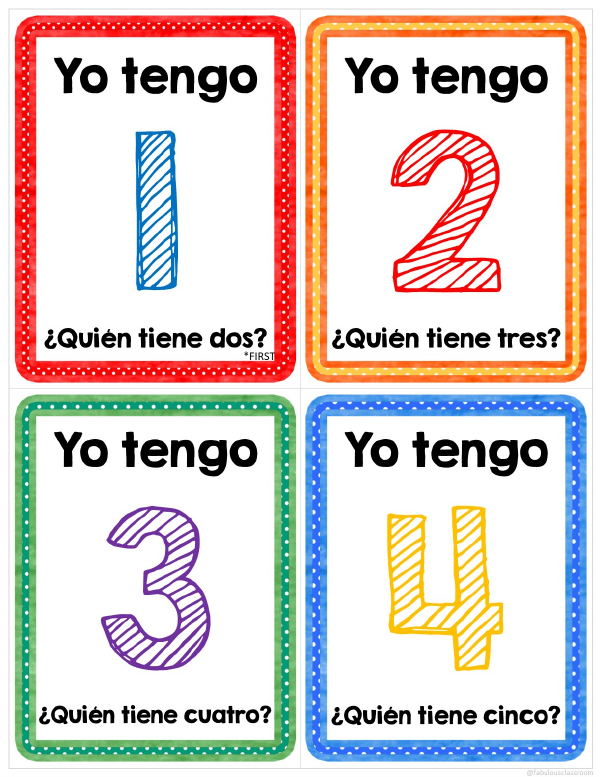 The first page of Yo Tengo Game Cards and How to Play: Spanish Numbers Yo Tengo, ¿Quién Tiene? Game