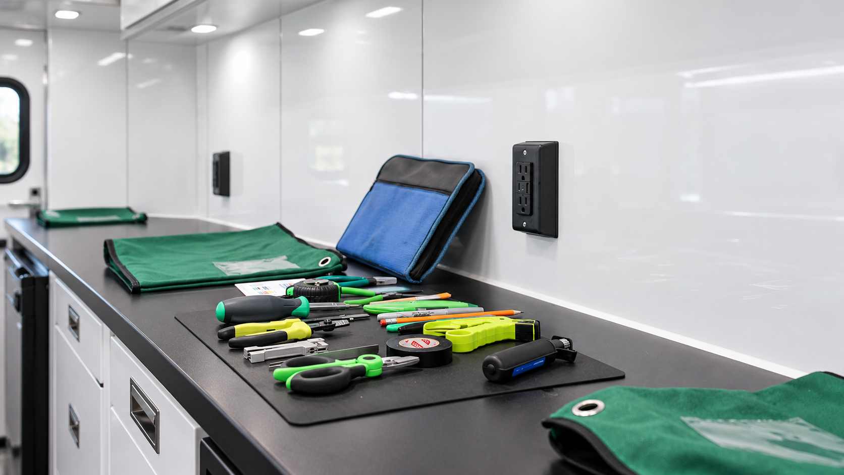 Fiber optics training environment inside a white-wall ProGeny Pod