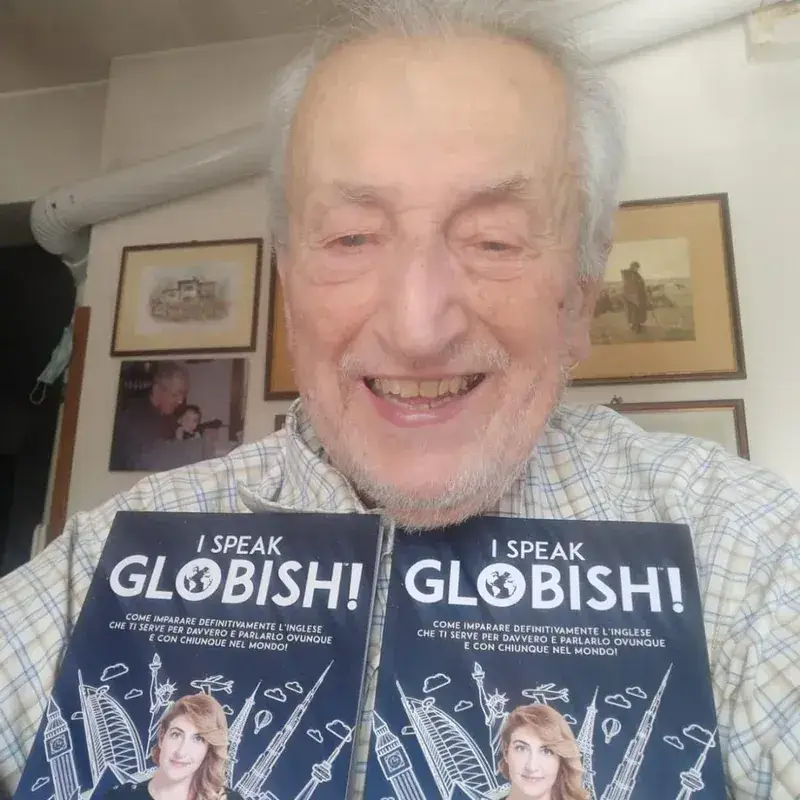 Giorgio con il libro I Speak Globish!