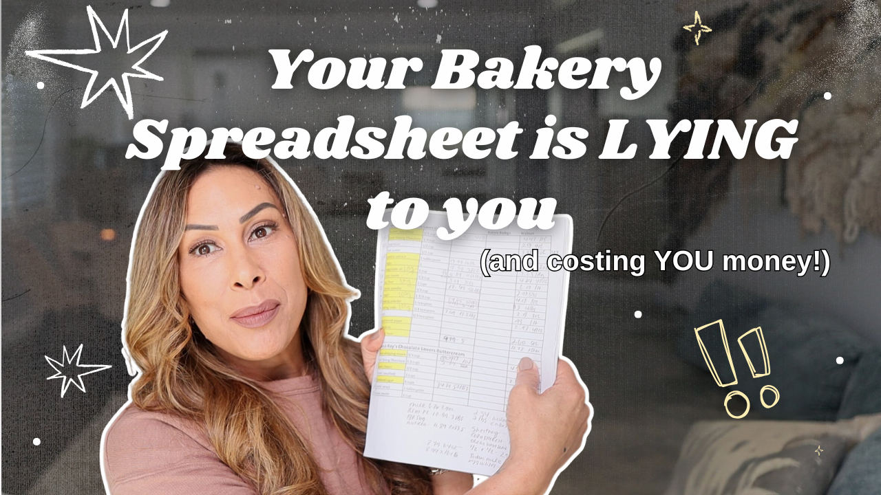 Bakery owner holding a spreadsheet showing bakery pricing mistakes, hidden ingredient costs, labor tracking problems, and profit leaks caused by outdated bakery spreadsheets