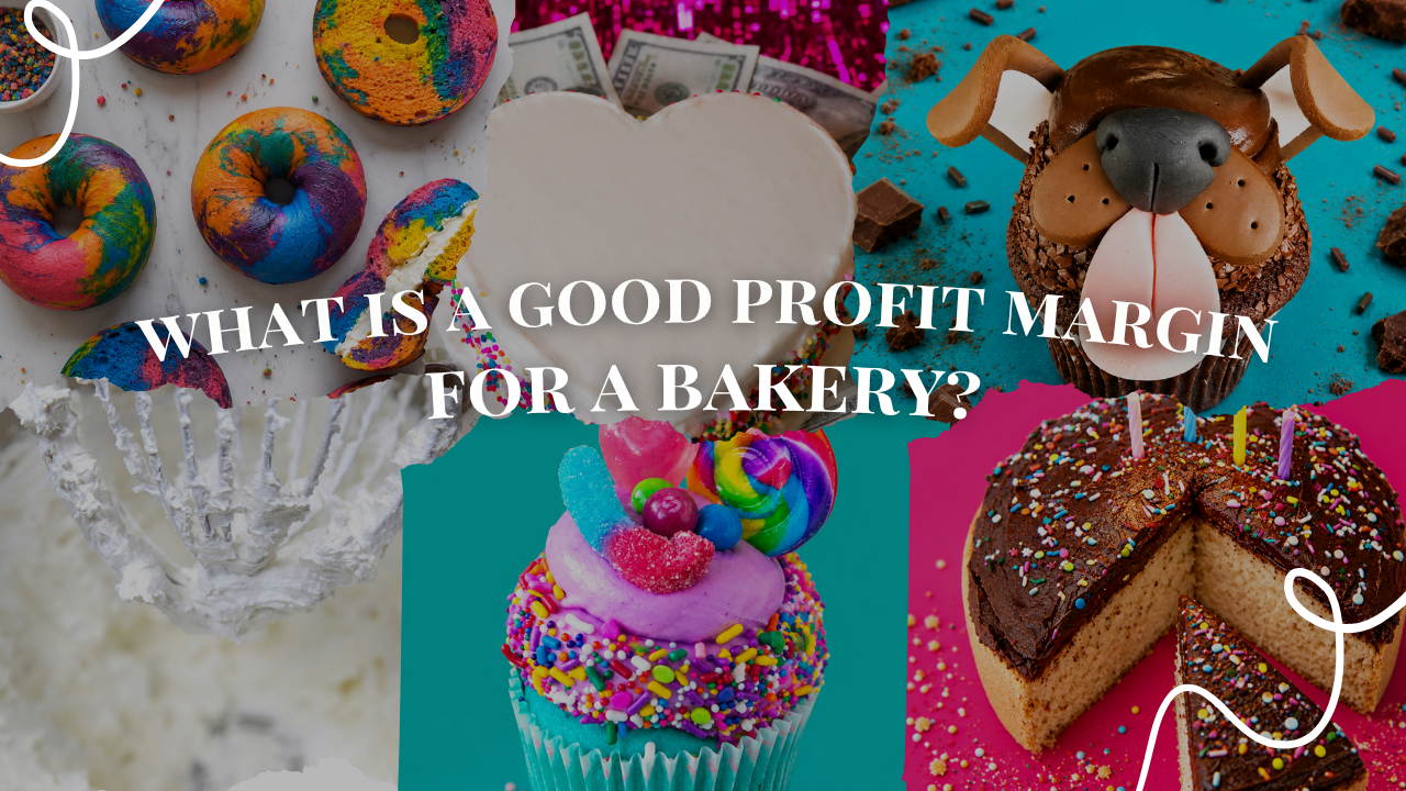 What is a good profit margin for a bakery? Colorful bakery products including rainbow bagels, cakes and cupcakes.
