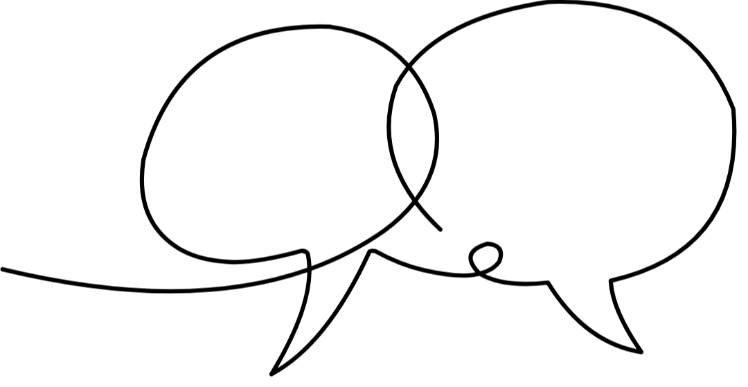 line drawing of 2 speech bubbles