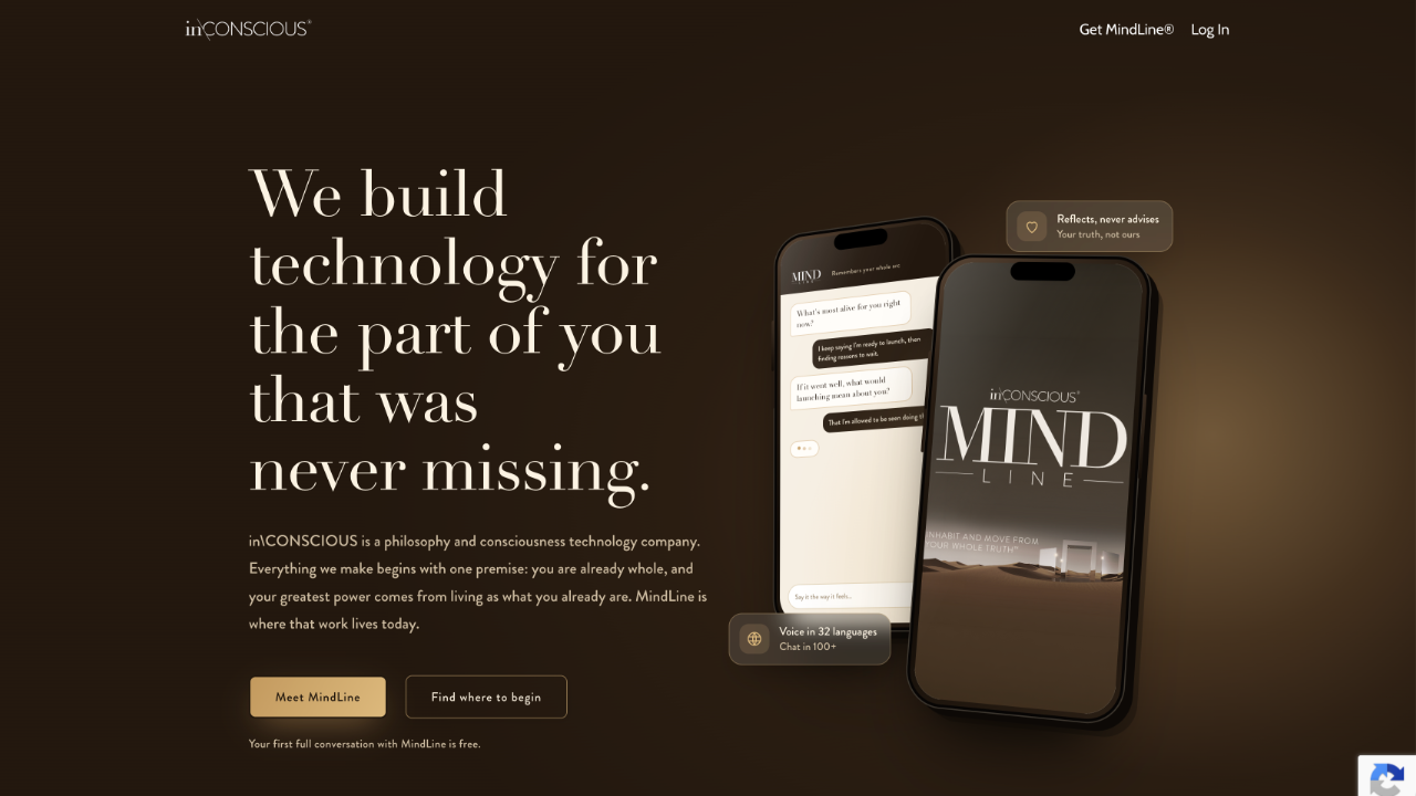 inCONSCIOUS homepage design