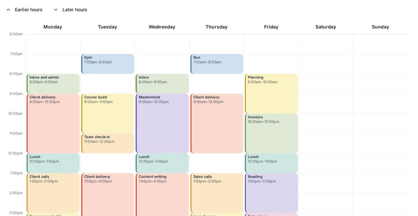 The Typical Week Mapper grid