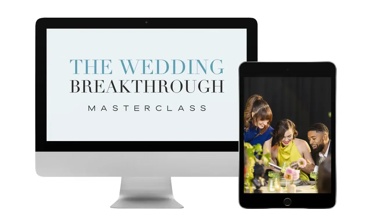 Vanessa Joy's Wedding Breakthrough Masterclass displayed on multiple devices