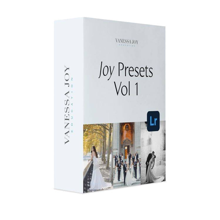 The Joy Presets Vol 1 Lightroom preset box, the collection the free Joyfully Simple preset comes from