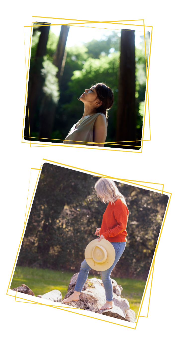 Two photos: Top shows an adult lifting a child outdoors, reflecting nature guiding in parenting. Bottom shows two children playing on a grassy field. The mood is joyful in natural sunlight, encapsulating the essence of supporting parents in creating cherished moments.