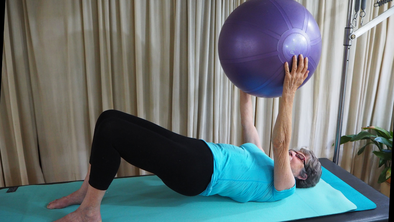 This is one of my clients practising Pilates as she ages