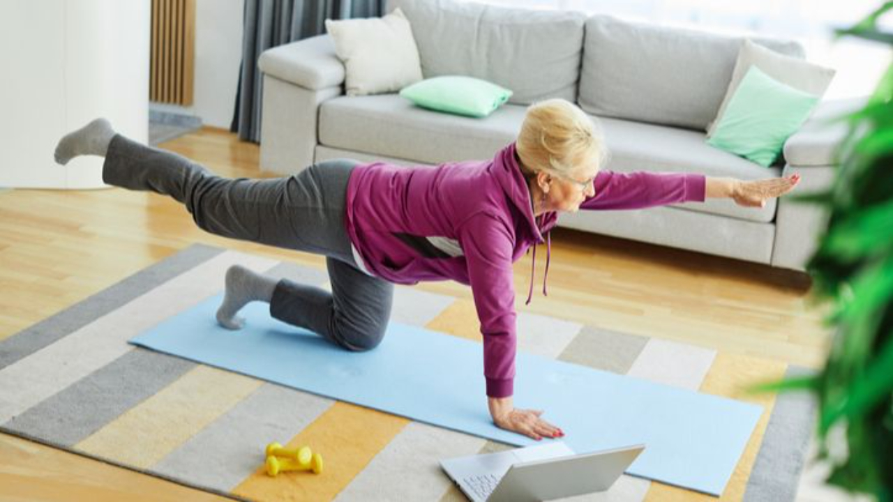This person is using their own body weight to strengthen their mind and body
