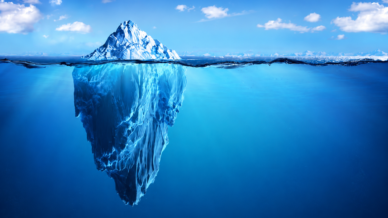 Iceberg beneath the surface illustrating Christian spiritual formation and the Beatitudes