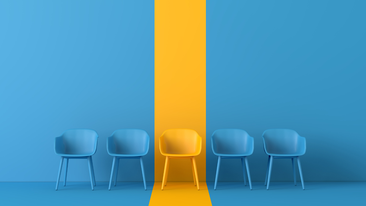 yellow chair that stands out