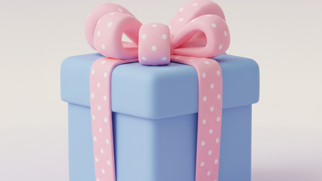gift in a pink bow