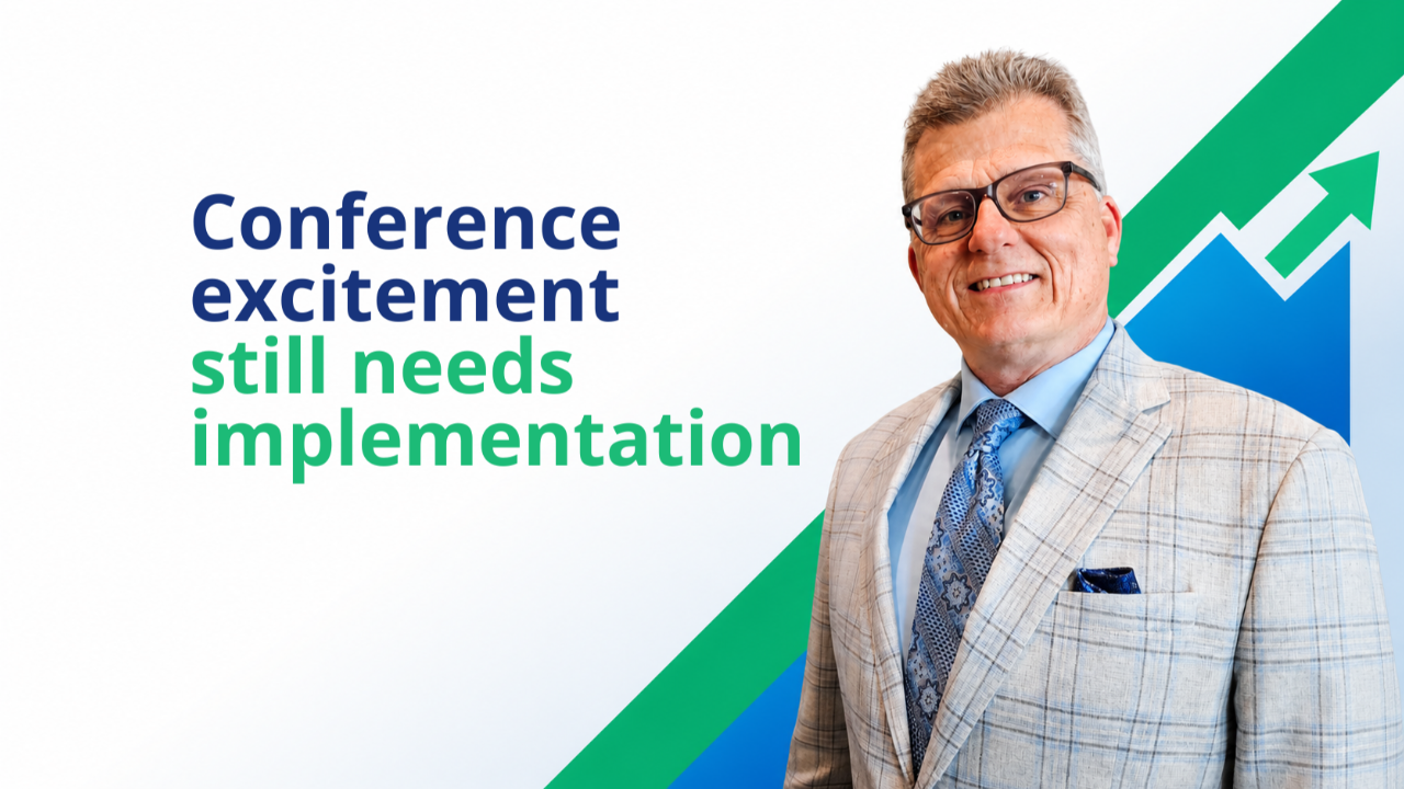 Text banner reading Excited Is Not Installed on a Pharmacy Breakthroughs branded background, for independent pharmacy owners returning from NCPA 2026