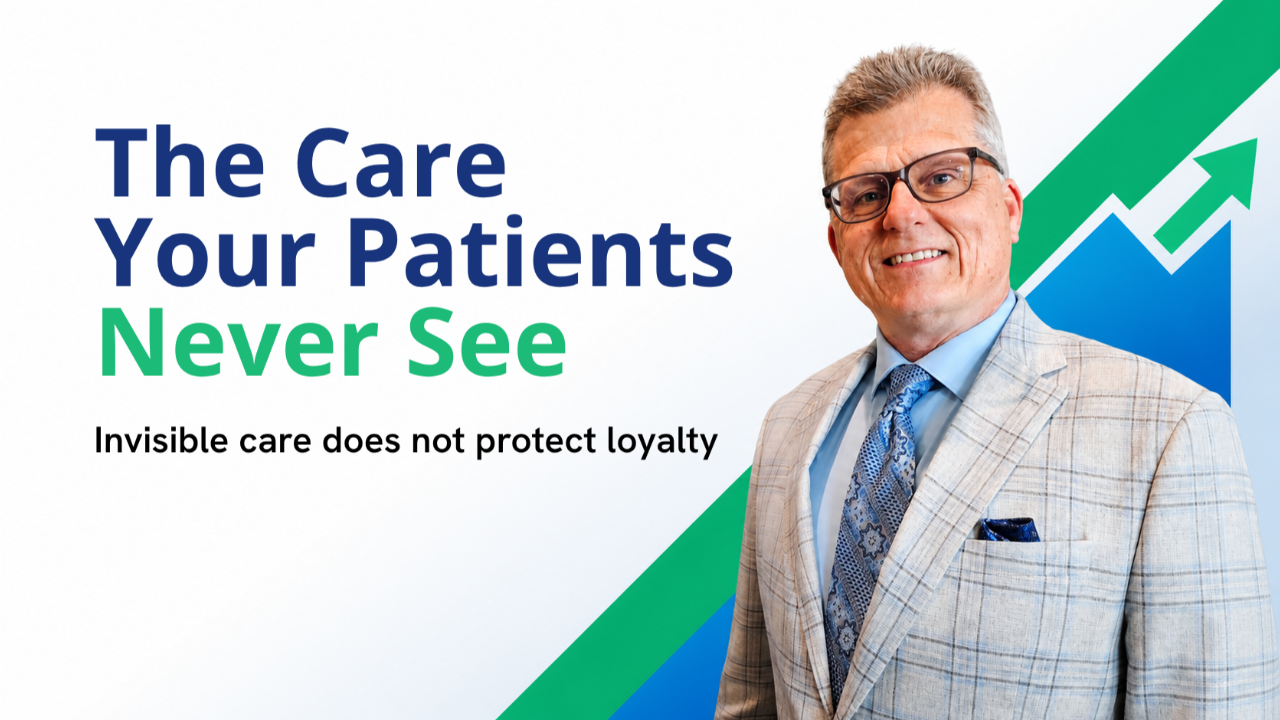 Text banner reading The Care Your Patients Never See on a Pharmacy Breakthroughs branded background, for independent pharmacy owners