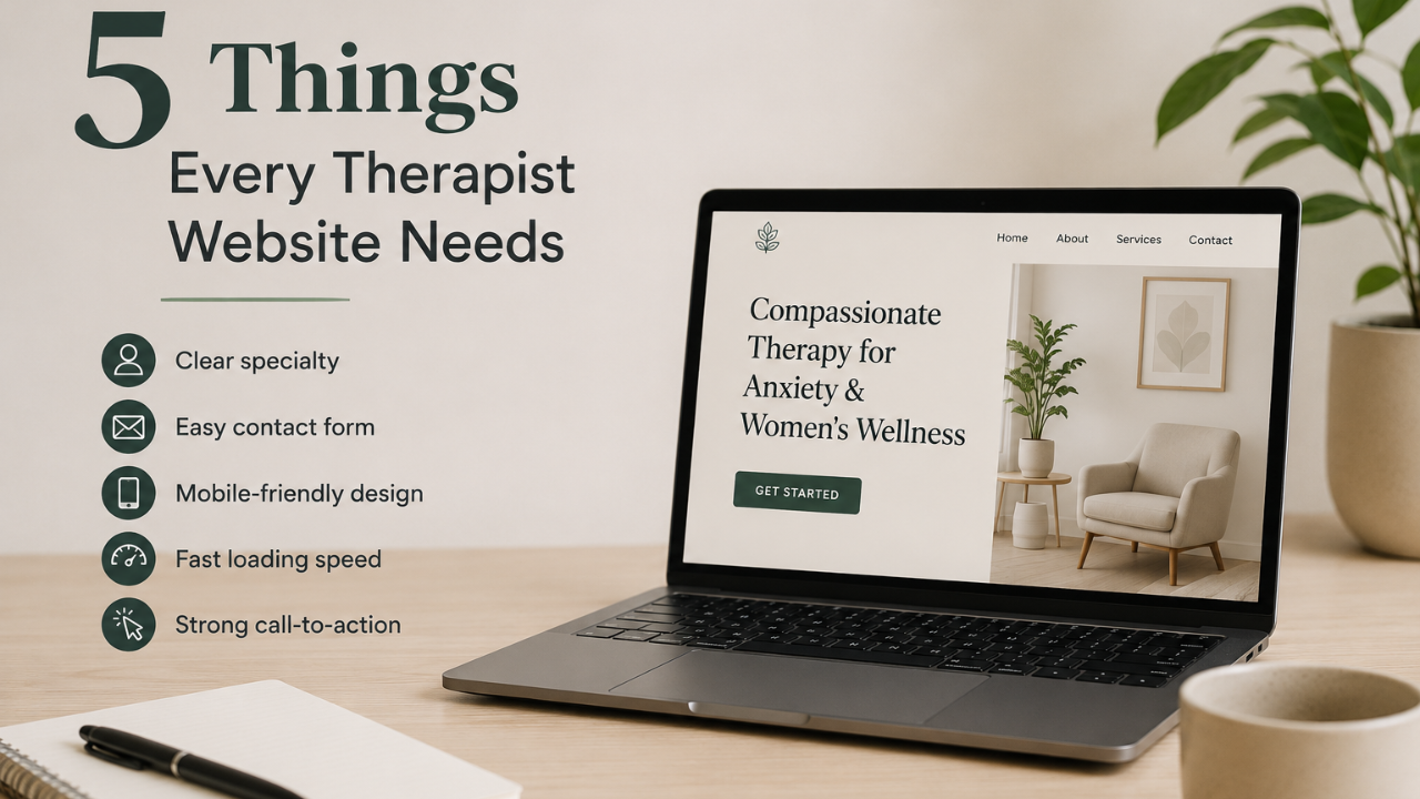 Therapist website design optimized for client inquiries and private practice growth.