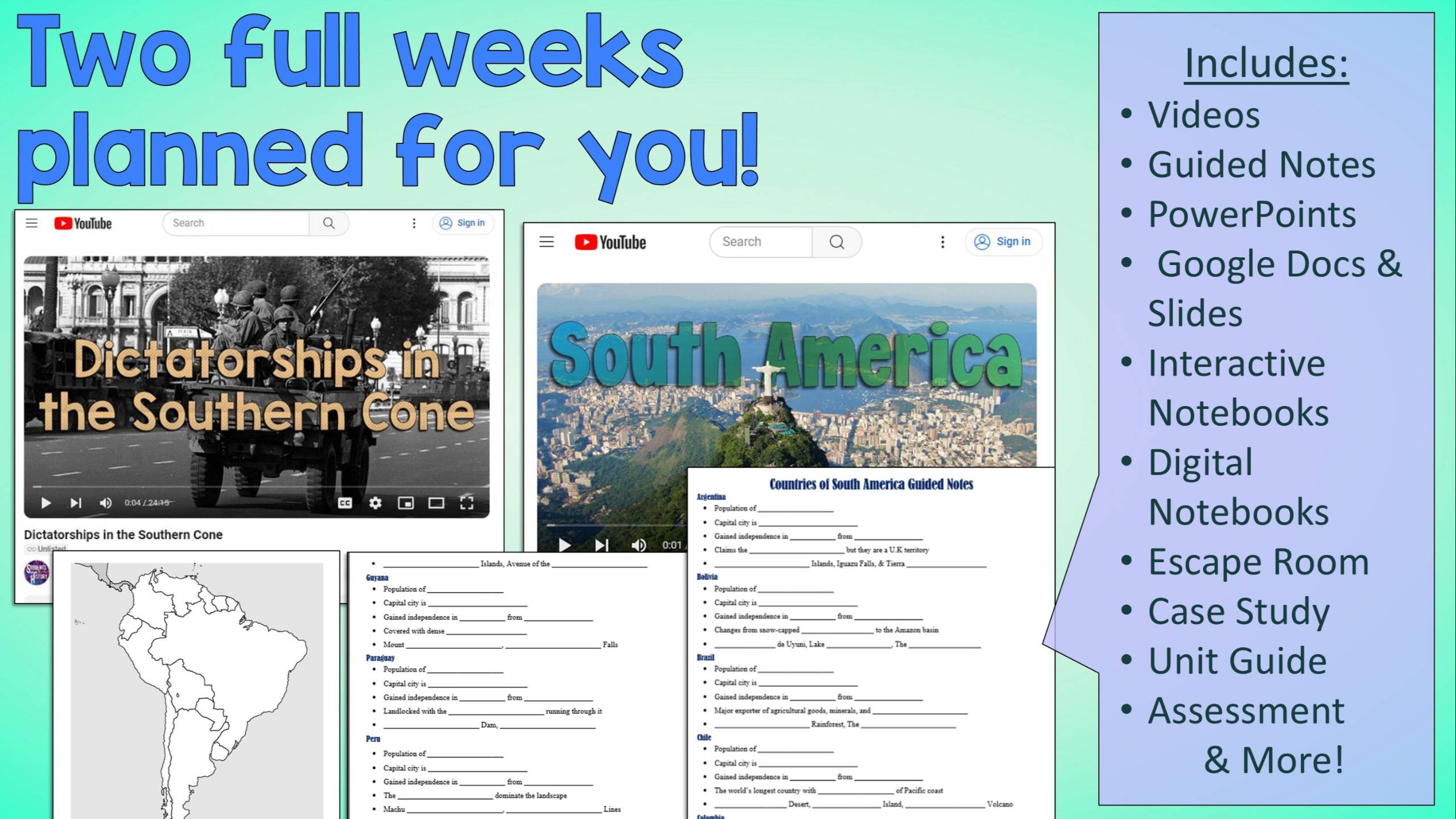 Geography of South America unit plan bundle