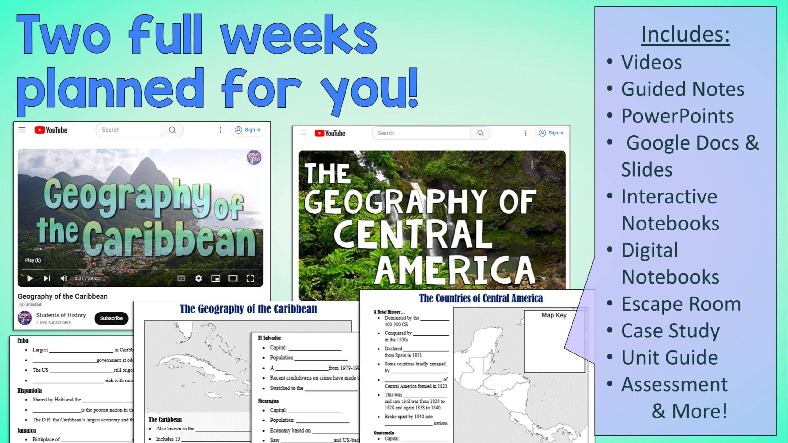 Central America and the Caribbean plans and lessons