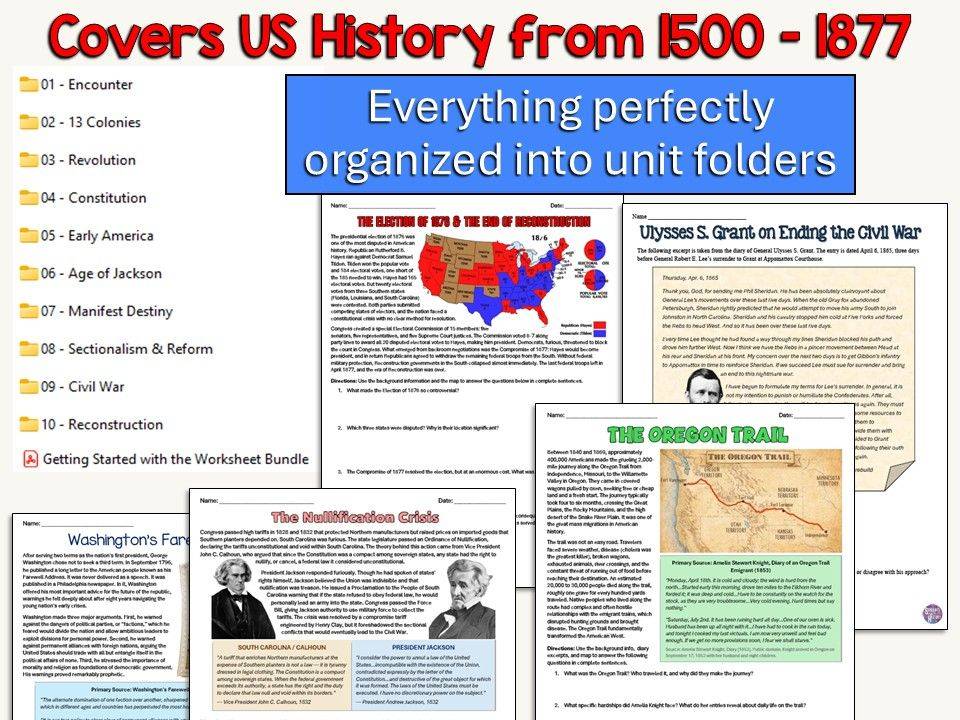 US History Worksheets PDF and answer keys