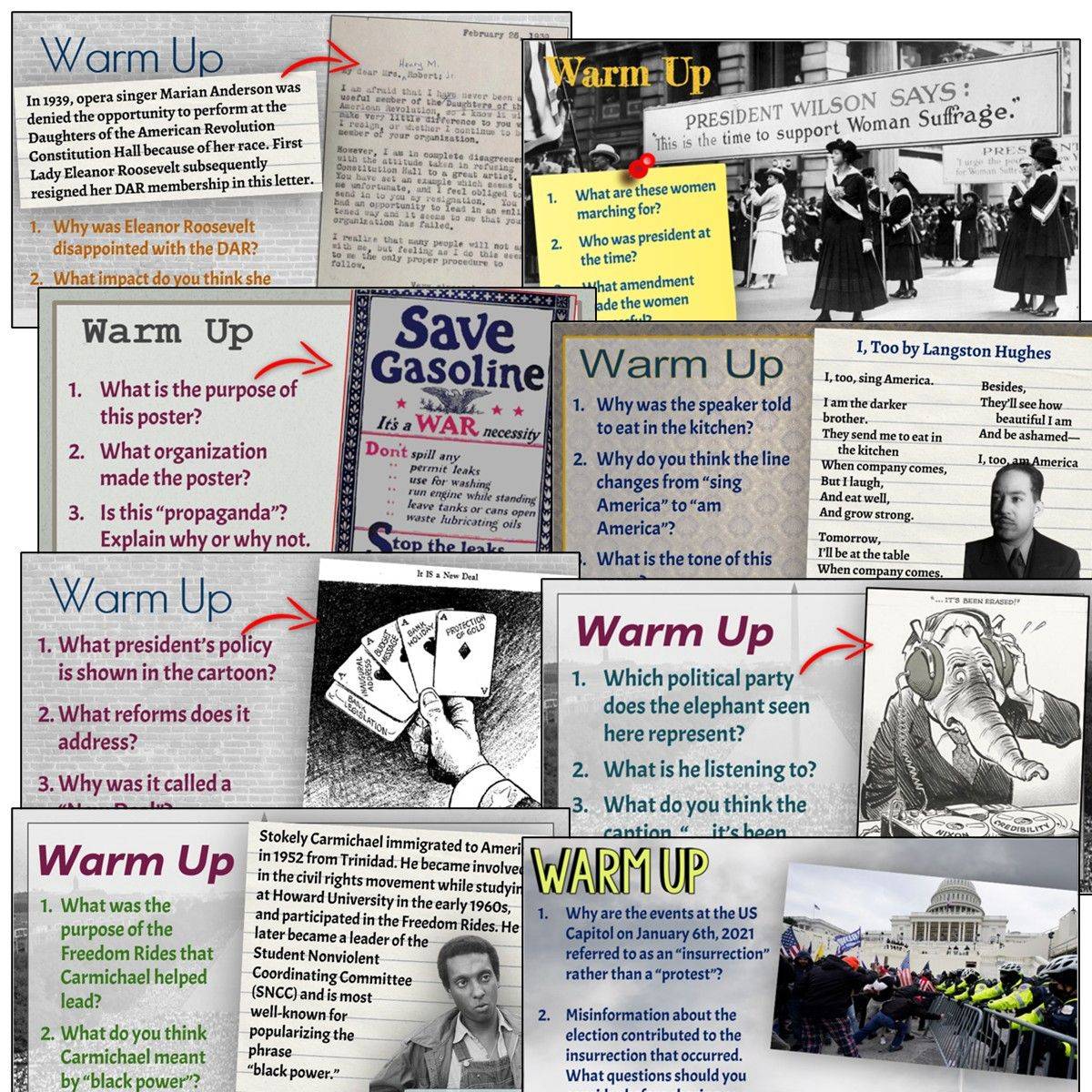 US History Daily Warm Up Bellringers