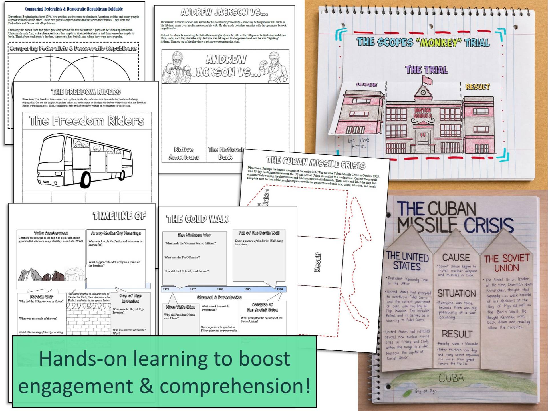 US History Interactive Notebook Foldables and worksheets