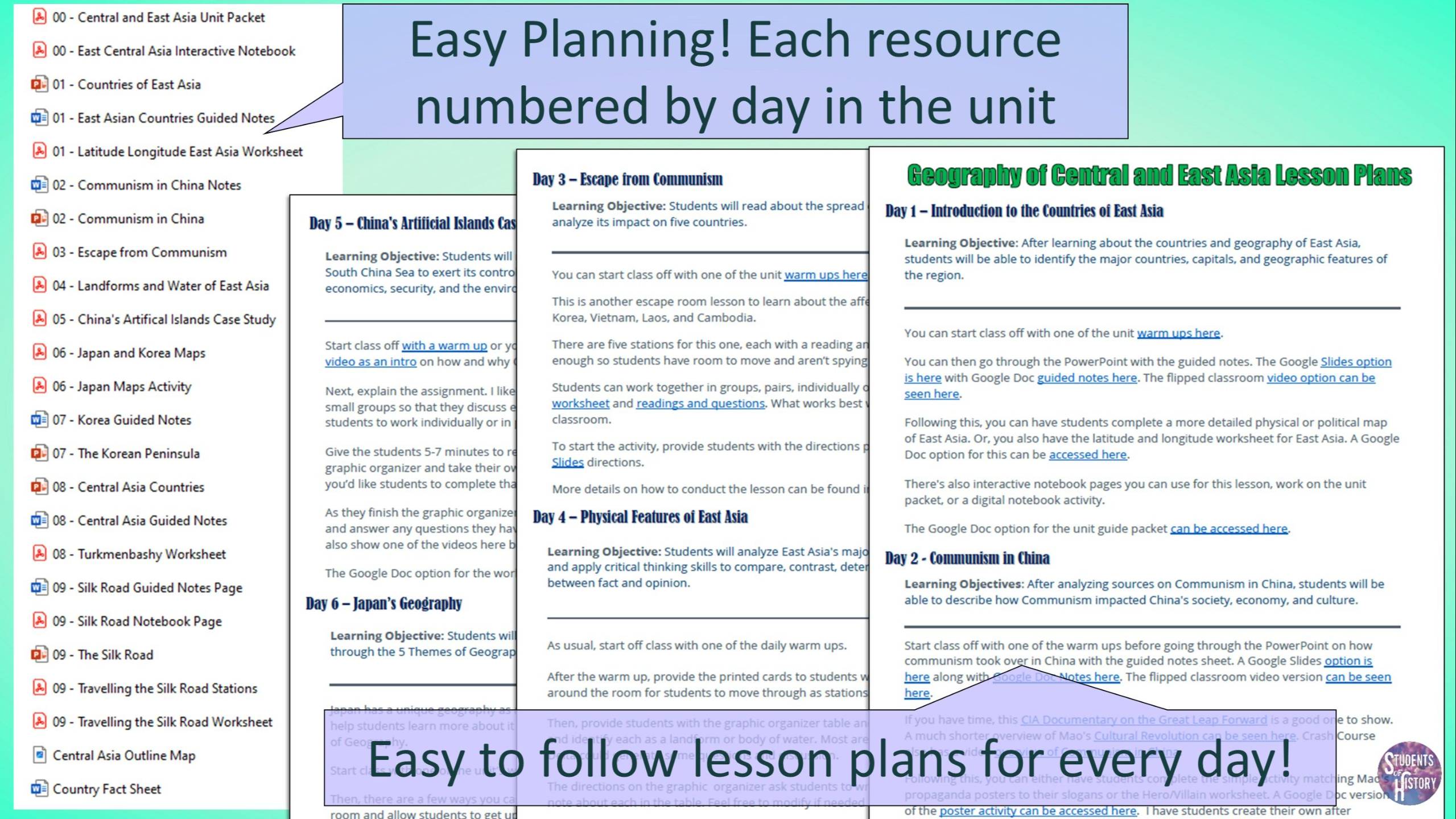 Central & East Asia Geography Unit Bundle unit plan for middle school
