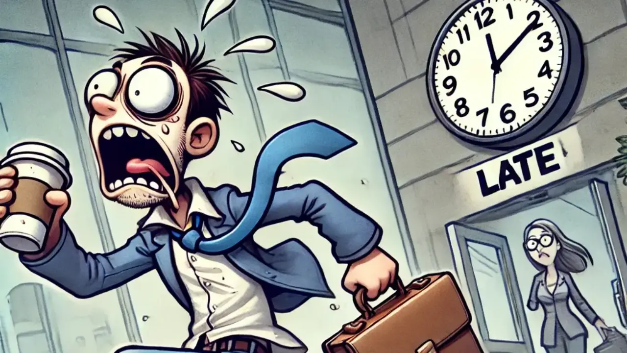 man running late