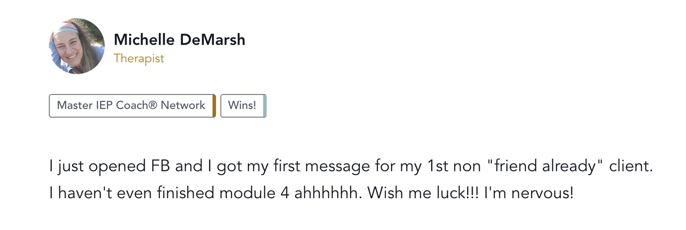 Michelle DeMarsh, therapist: my first message from a new client