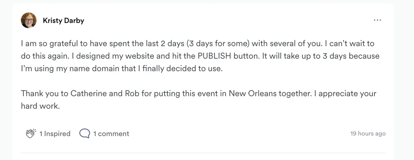 Kristy Darby: designed my website and hit publish