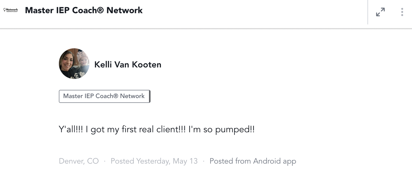 Kelli Van Kooten: I got my first real client