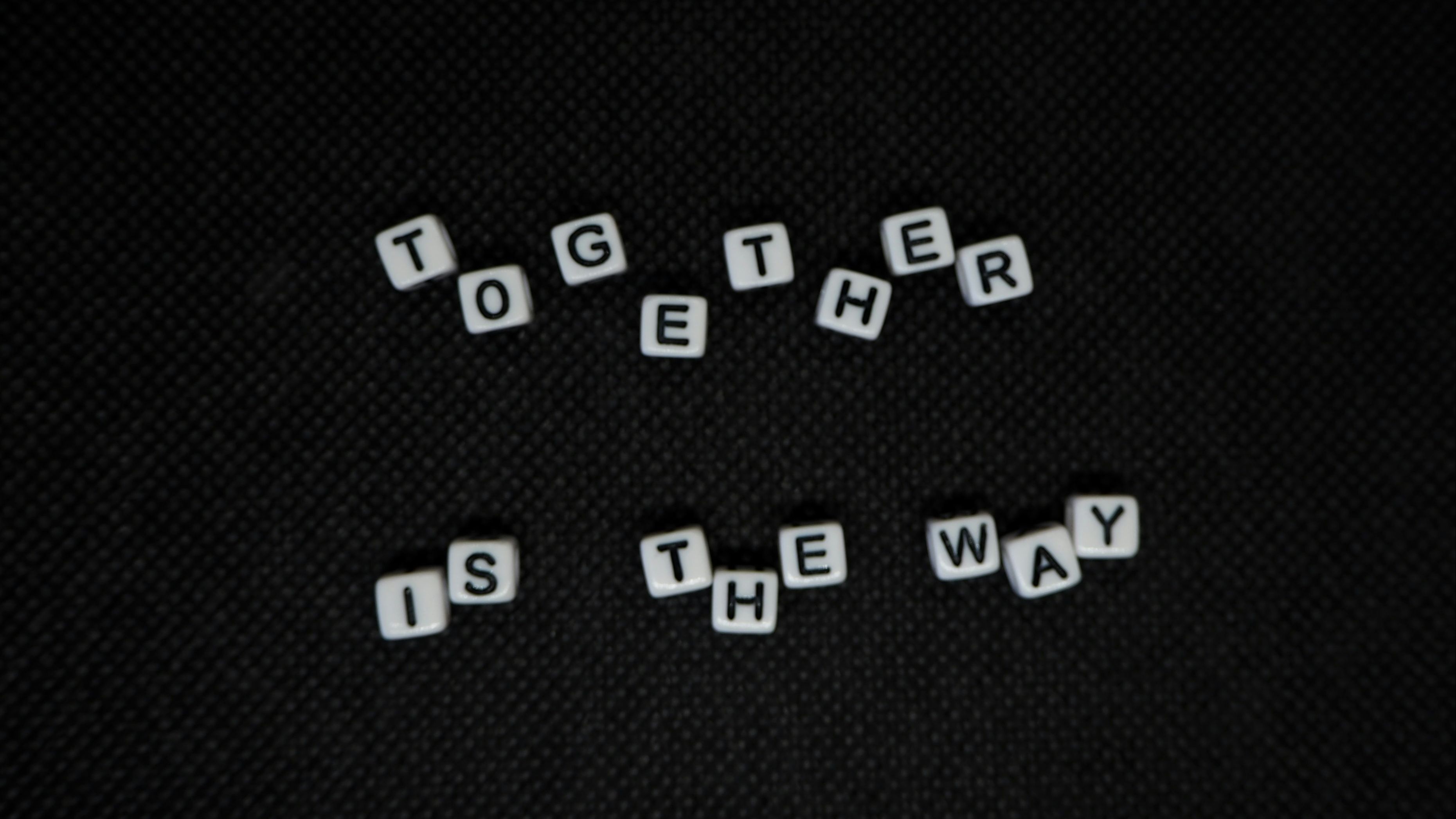 White tiles spelling 
