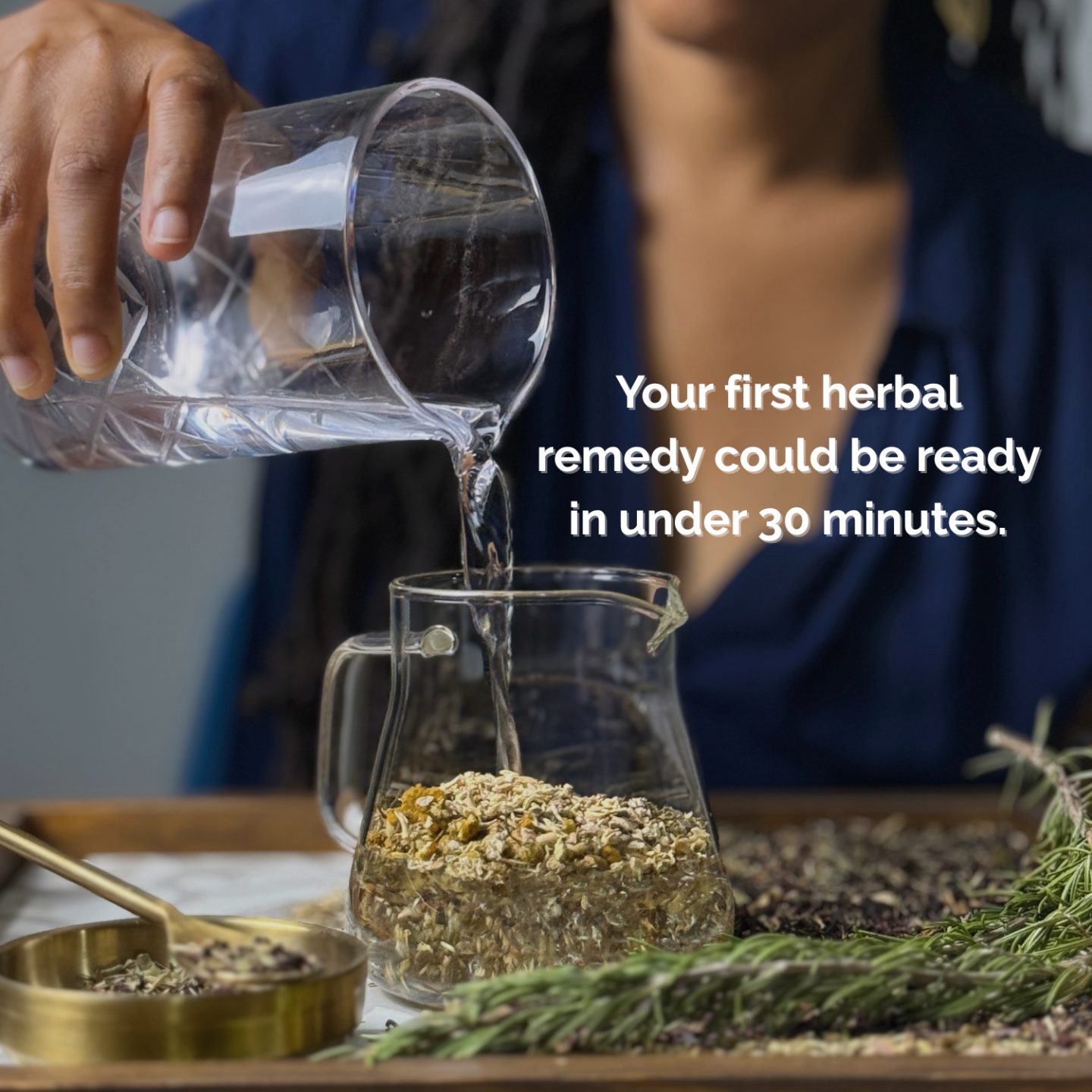 pouring water on herbs