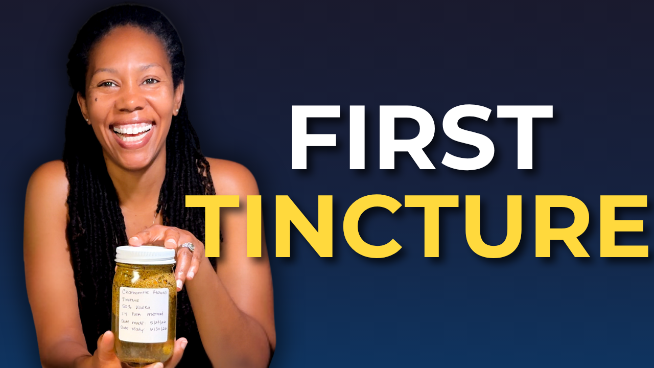 black woman holding mason jar with tincture