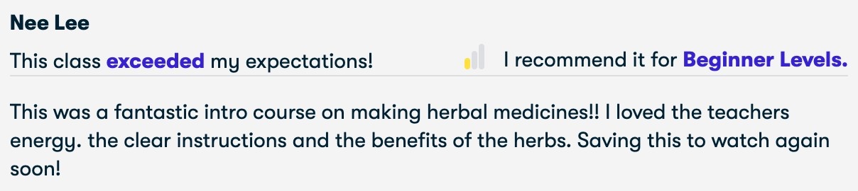 Everyday Herbalism testimonial block