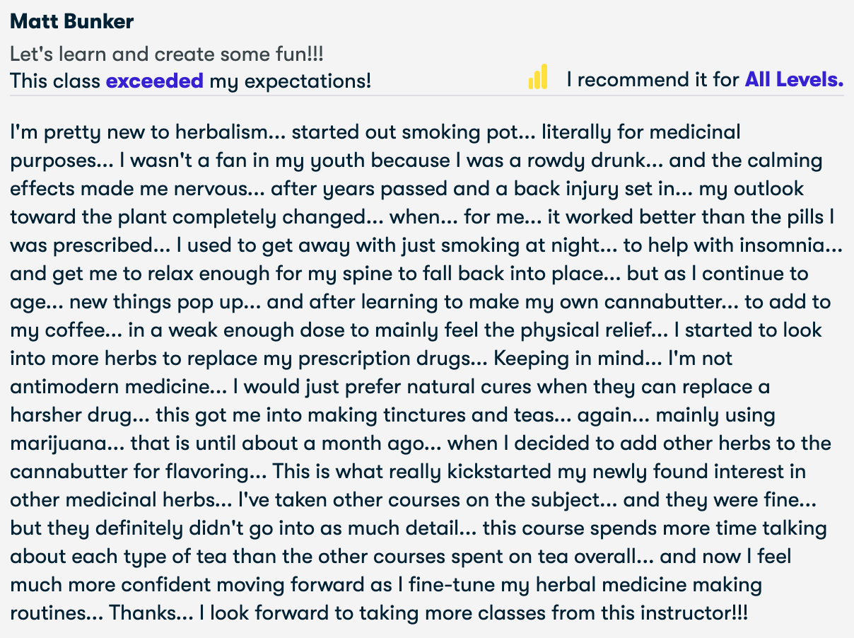 Everyday Herbalism testimonial block