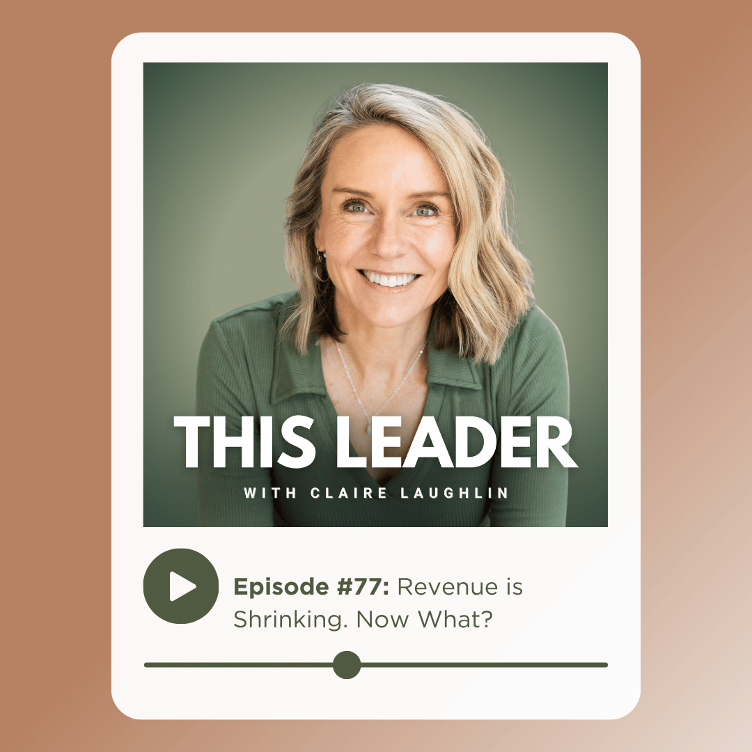 Podcast cover art with the words "Episode 77: Leading Through Contraction"