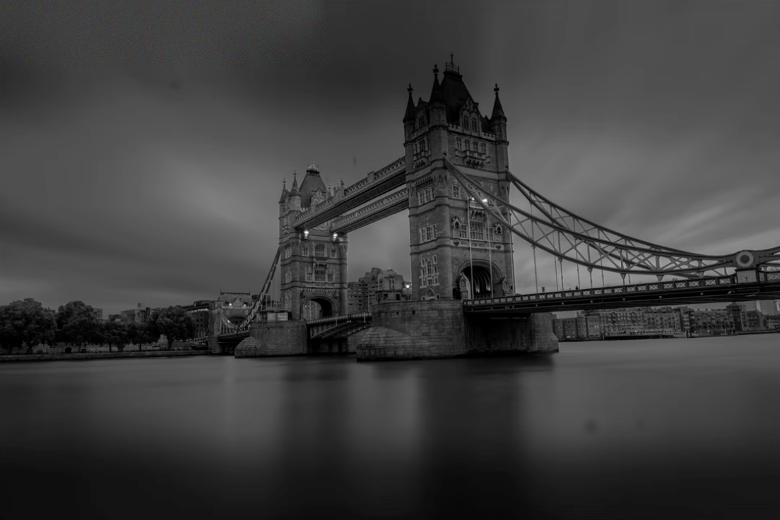 A second black and white conversion of Tower Bridge in London