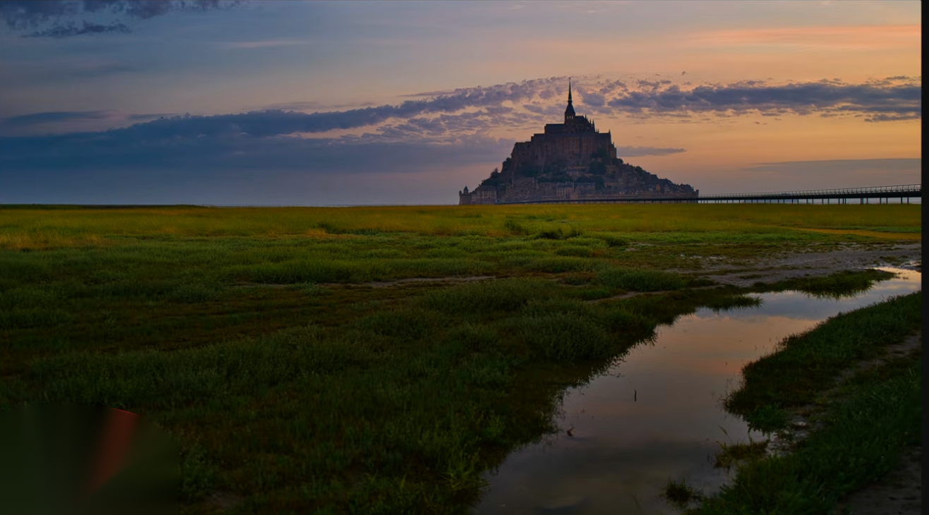 The Mont Saint-Michel photo after Light Depth reshapes the lighting based on distance from the camera