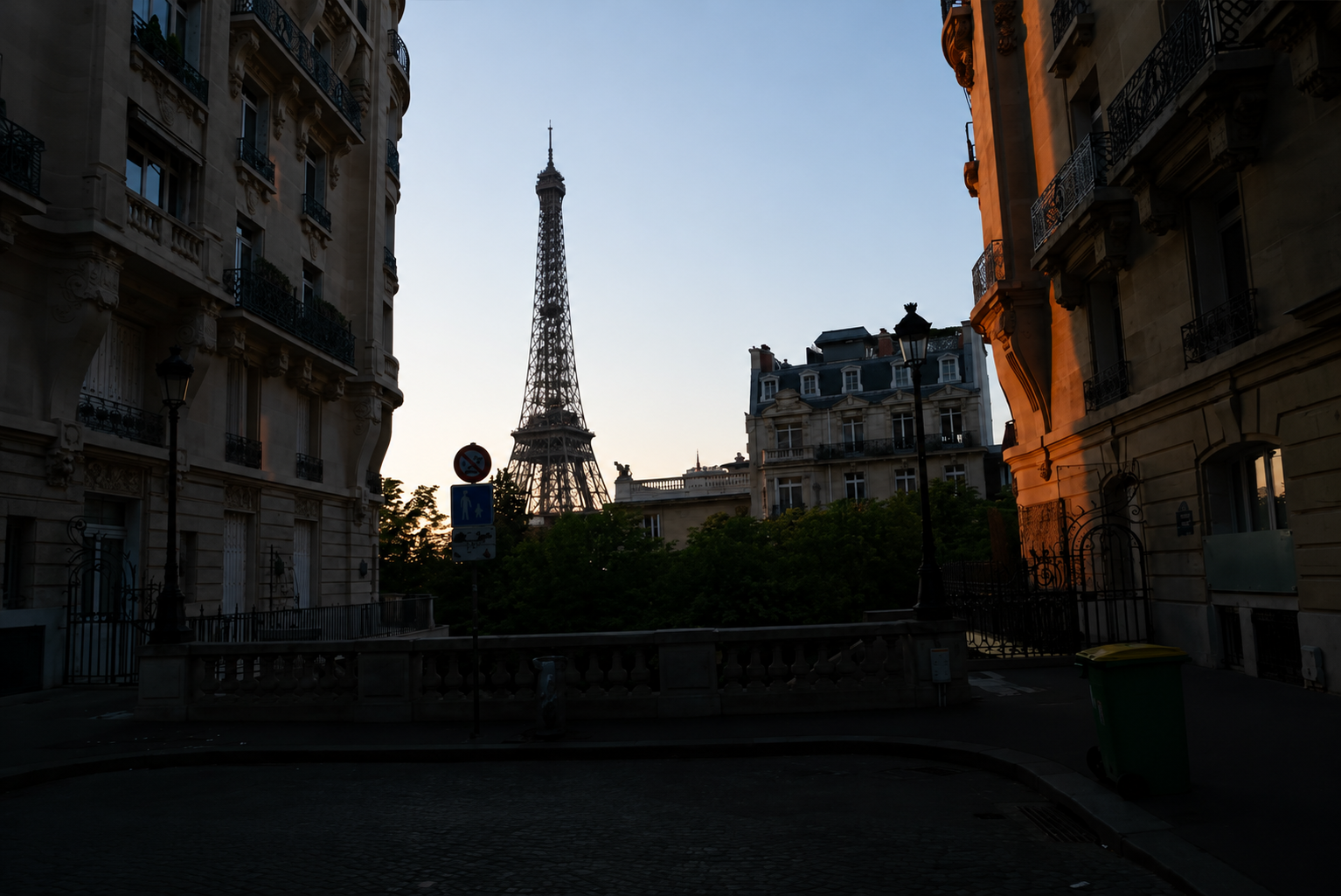 The unedited RAW file of the Eiffel Tower before any Lightroom adjustments