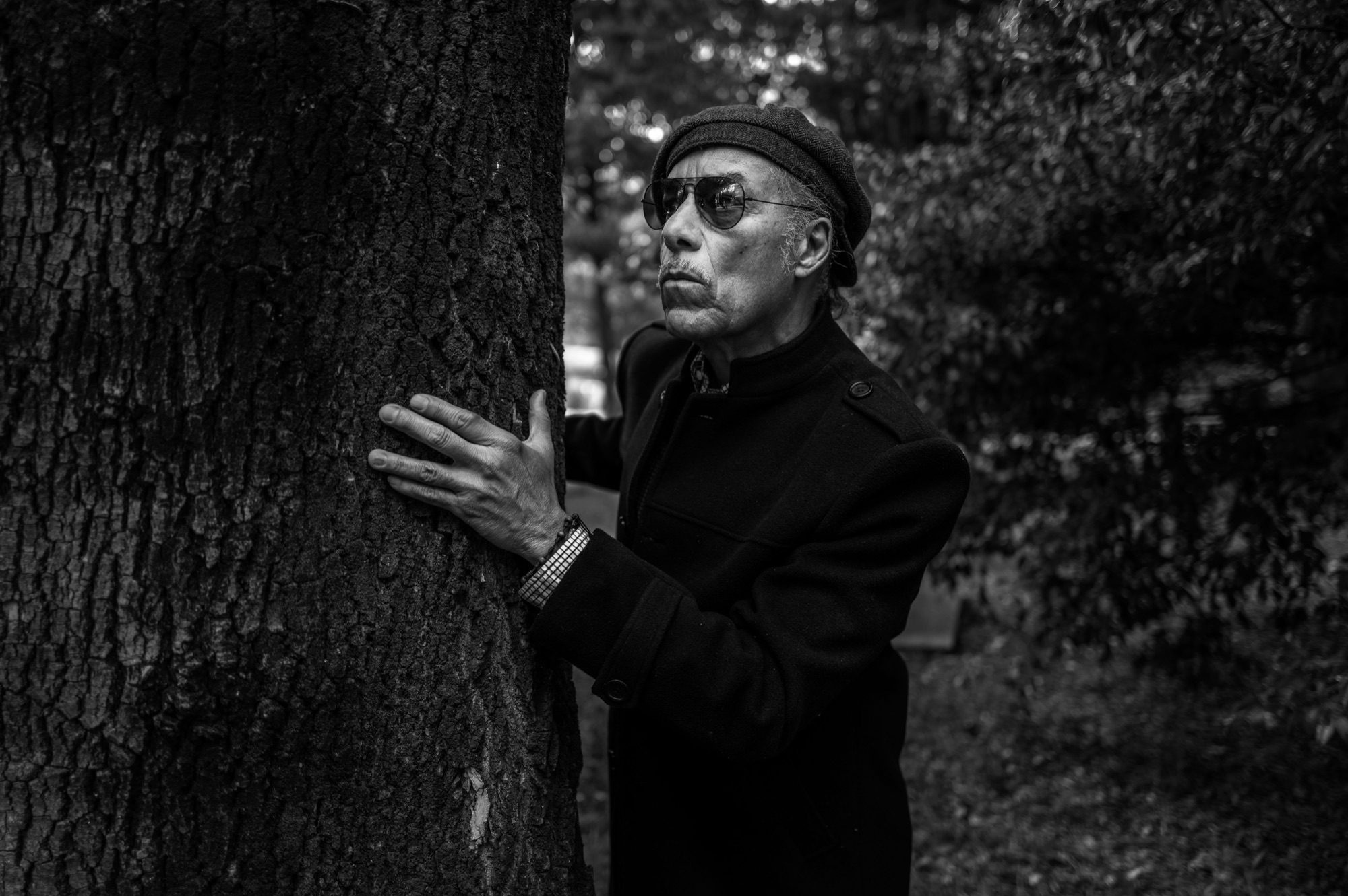After a black and white Lightroom preset — high-contrast dramatic black and white portrait