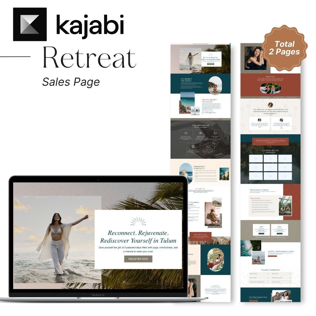 Kajabi retreat sales page template layout example