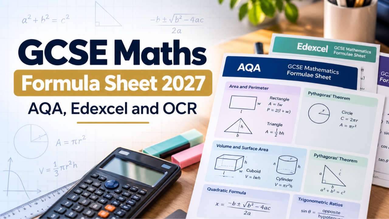 image showing GCSE formula sheet for 2027