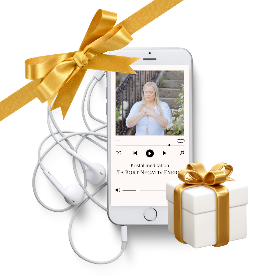 Spelande meditation för att ta bort negativ energi på en telefon, en bonus inspelad av Angelica Weston från Healerworker Academy i Introduktion till Kristaller kursen.