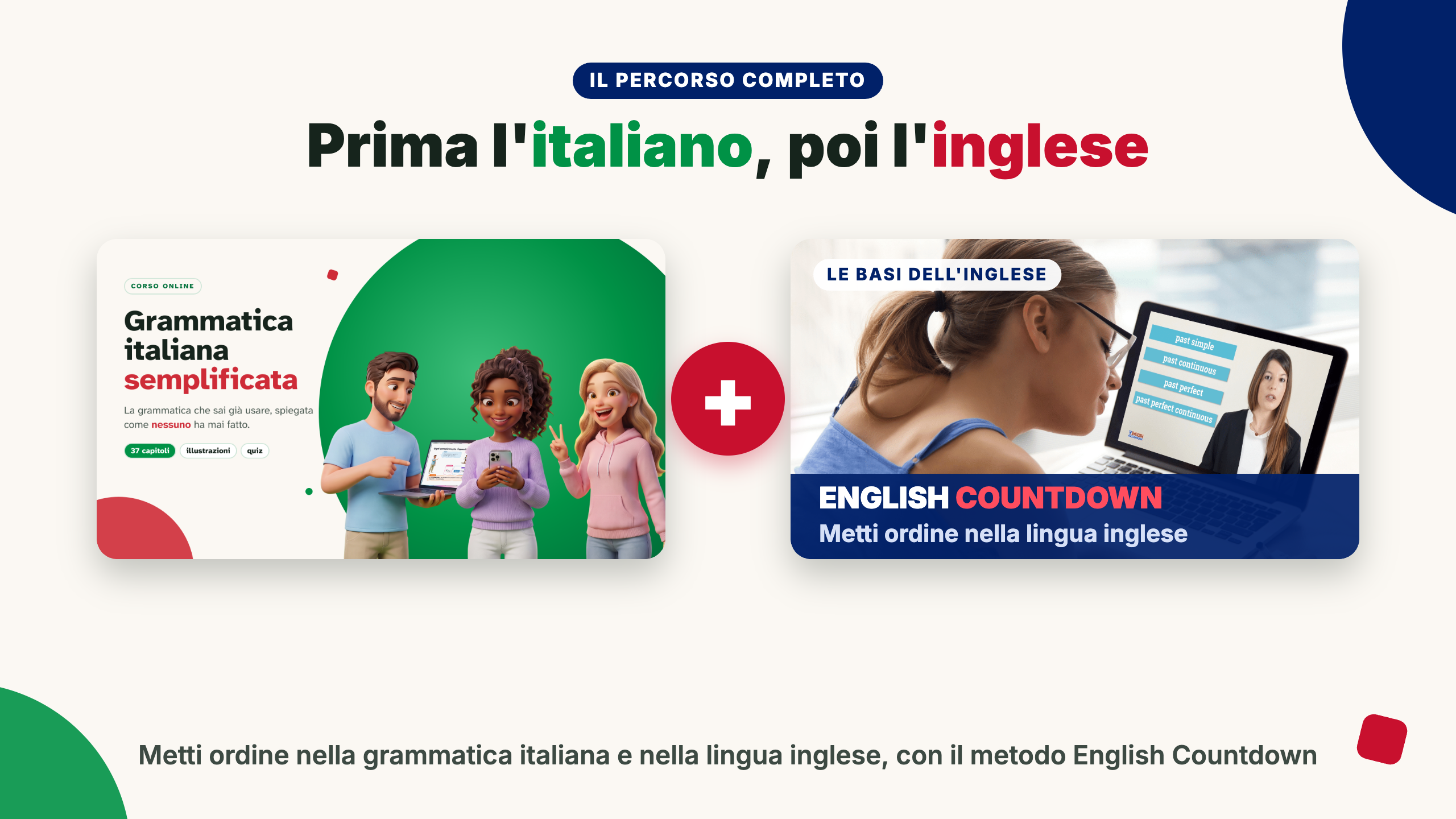 Il percorso completo: Grammatica italiana semplificata + Le basi dell'inglese