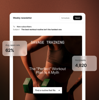 A weekly newsletter with open rate and recipients