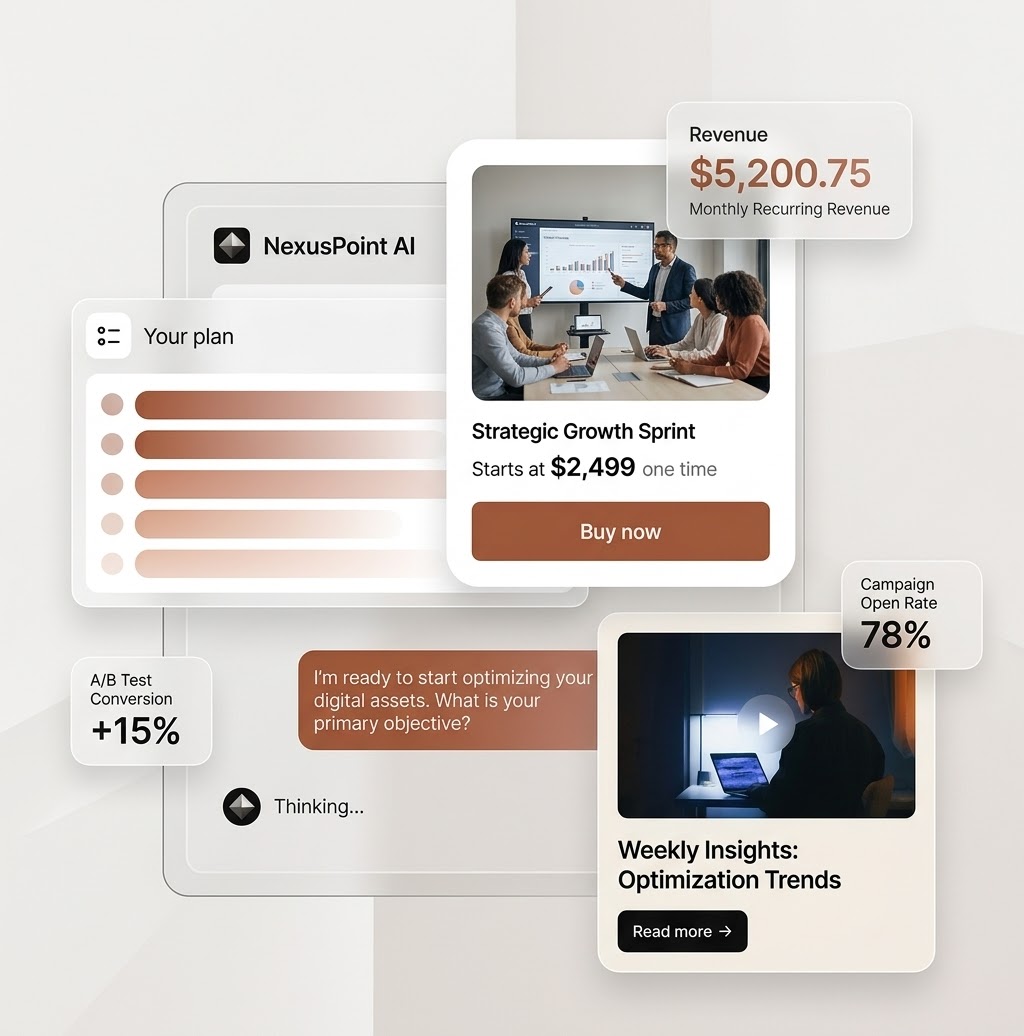 Kajabi website, checkout and newsletter shown on a laptop and phone