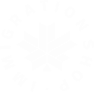 ImmigrationShop logo, white version