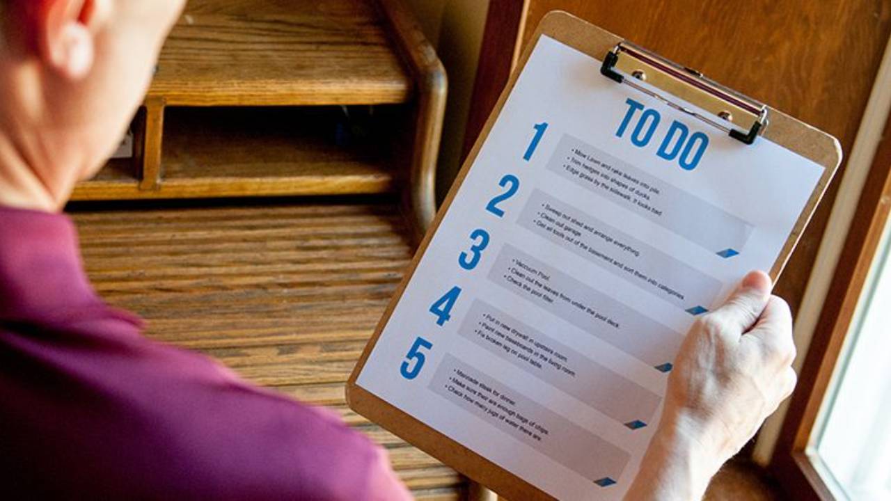 Person looking at to-do list
