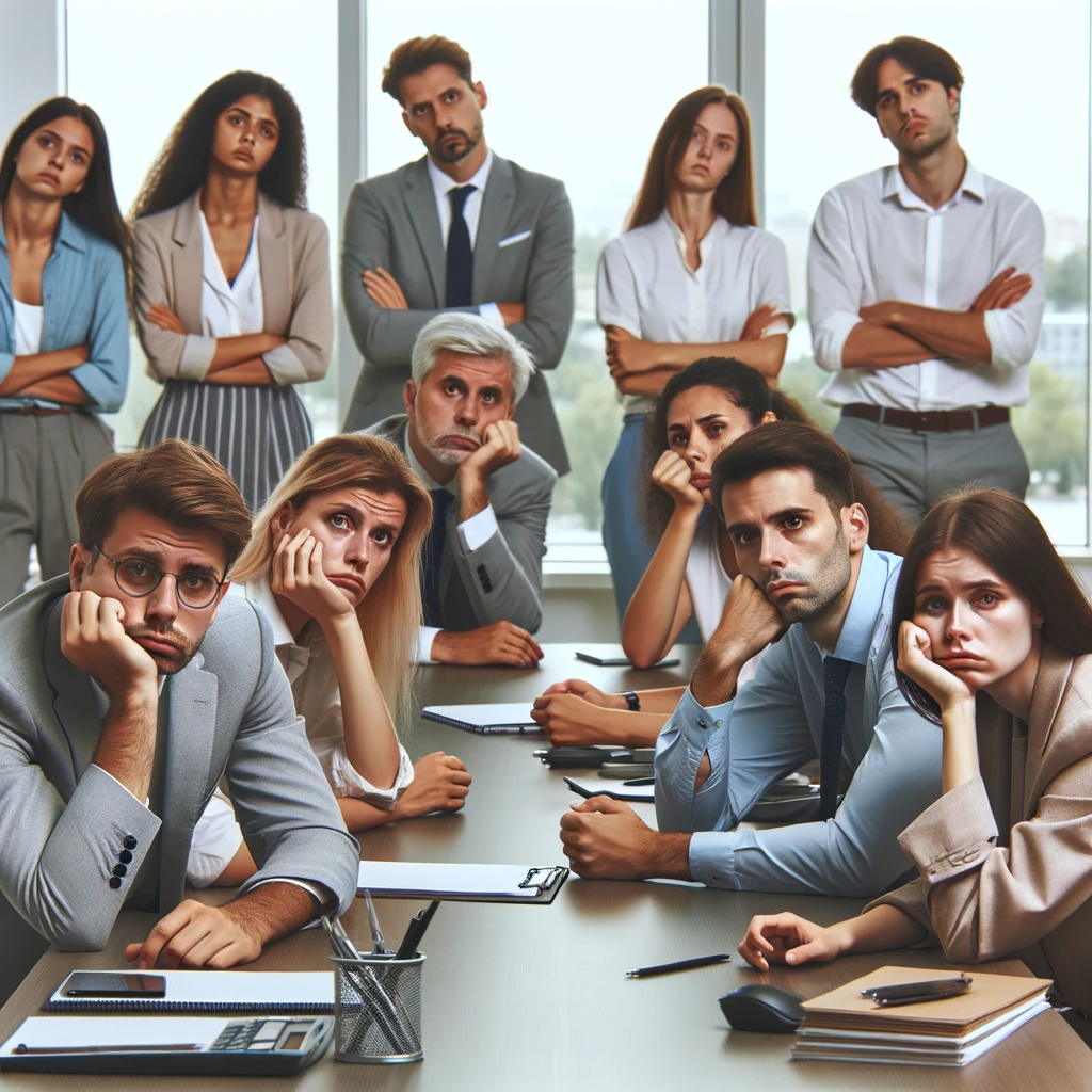 Image of frustrated employees in an office setting
